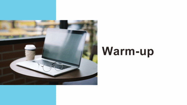 Warm-up title page for ESL lesson titled Remote Work: Dream Job or Isolation?