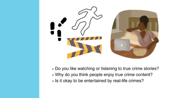 Warm-up activity for ESL lesson titled True Crime: A Genre That Grips Us